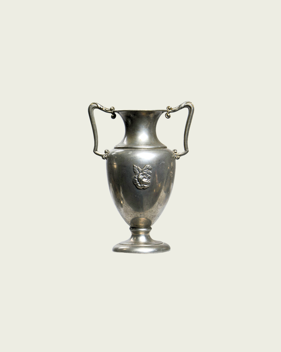 Swedish Grace Polished Pewter Vessel with Rose Decoration by Nordtenn Svenskt