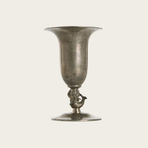 1930s Danish Just Andersen Art Deco Pewter Mermaid Vase