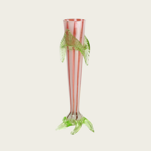 1950s Peppermint Stripe Murano Vase with Decorative Foot and Hanger Details