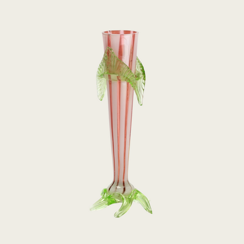 1950's Peppermint Stripe Murano Vase with Decorative Foot and Hanger Details