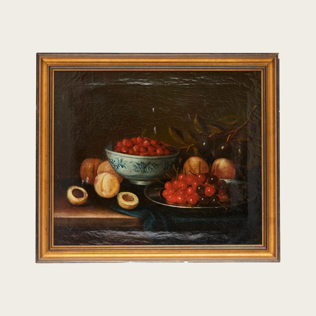 Early 20th Century Still Life of Cherries and Stonefruit