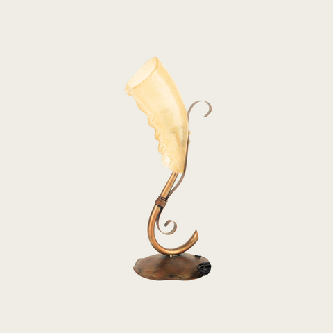 Ovular Blown Glass and Copper Table Lamp