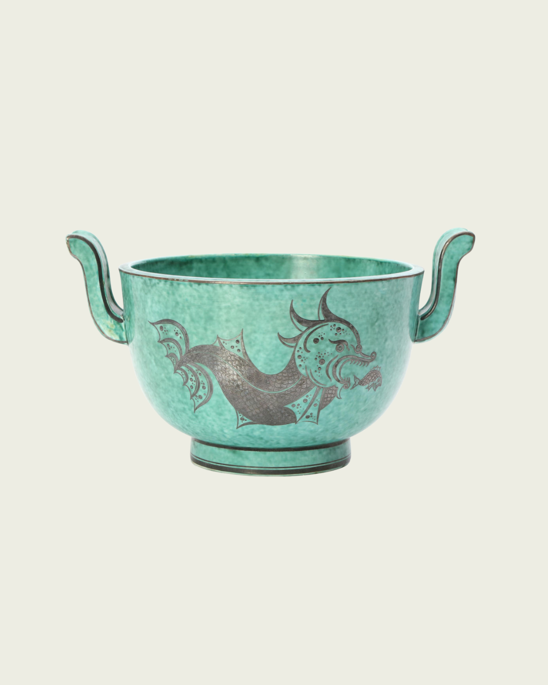 Wilhelm Kåge Footed Stoneware Bowl with Hangers
