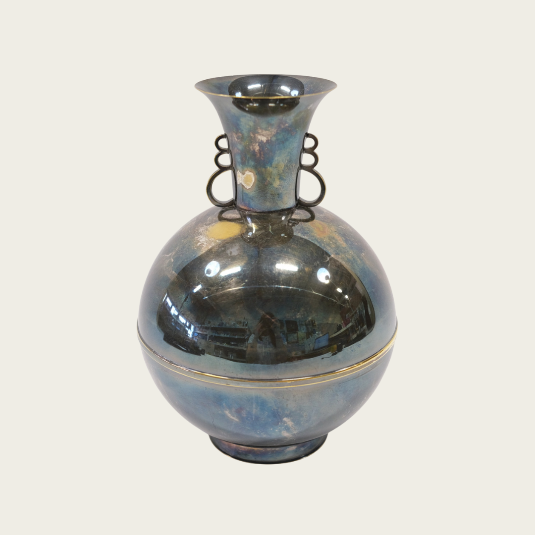 1930s Swedish Art Deco Nickel Silver Vase