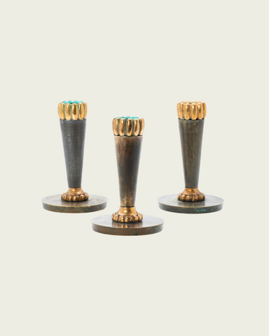 Trio of 1930's Bronze Art Deco Candle Holders