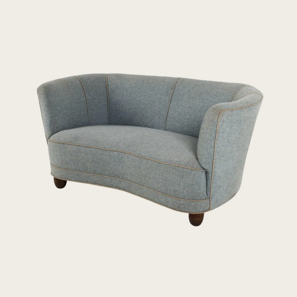 Danish Mid-Century Curved Loveseat, 1940s