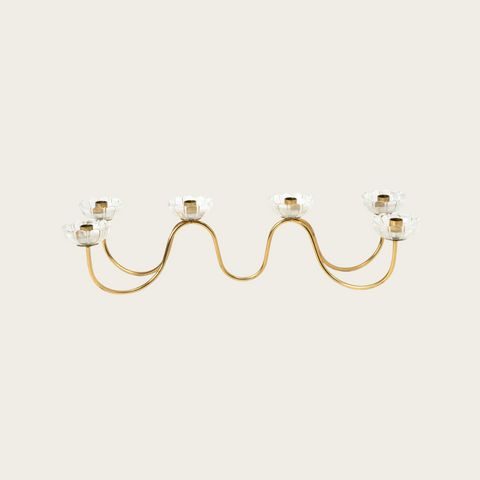 1950s Brass and Glass Candelabra by Gunnar Ander for Ystad Metal