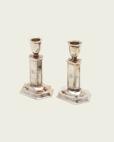 Nickel Silver Art Deco Candle Holders By Just Andersen for GAB Sweden