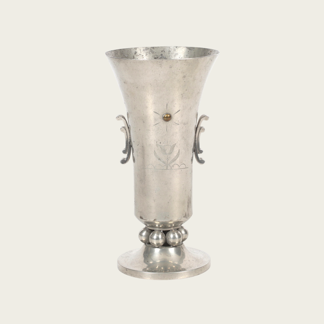 1931 Swedish Art Deco Pewter Vase by JL Hultman for Svenskt Tenn