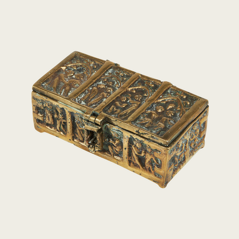 1950's Patinated Brass Relief Box