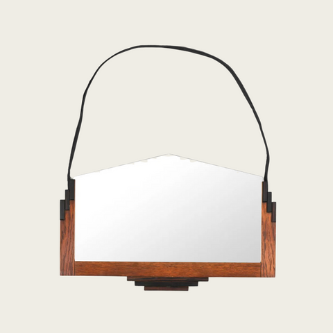 1930s French Art Deco Oak Mirror