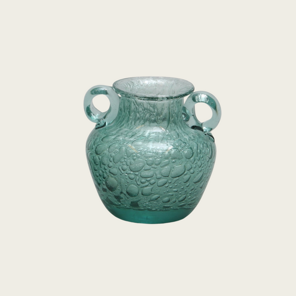 1940s Swedish Ture Berglund Glass Vase With Round Hanger Details