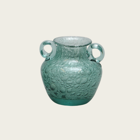1940s Swedish Ture Berglund Glass Vase With Round Hanger Details