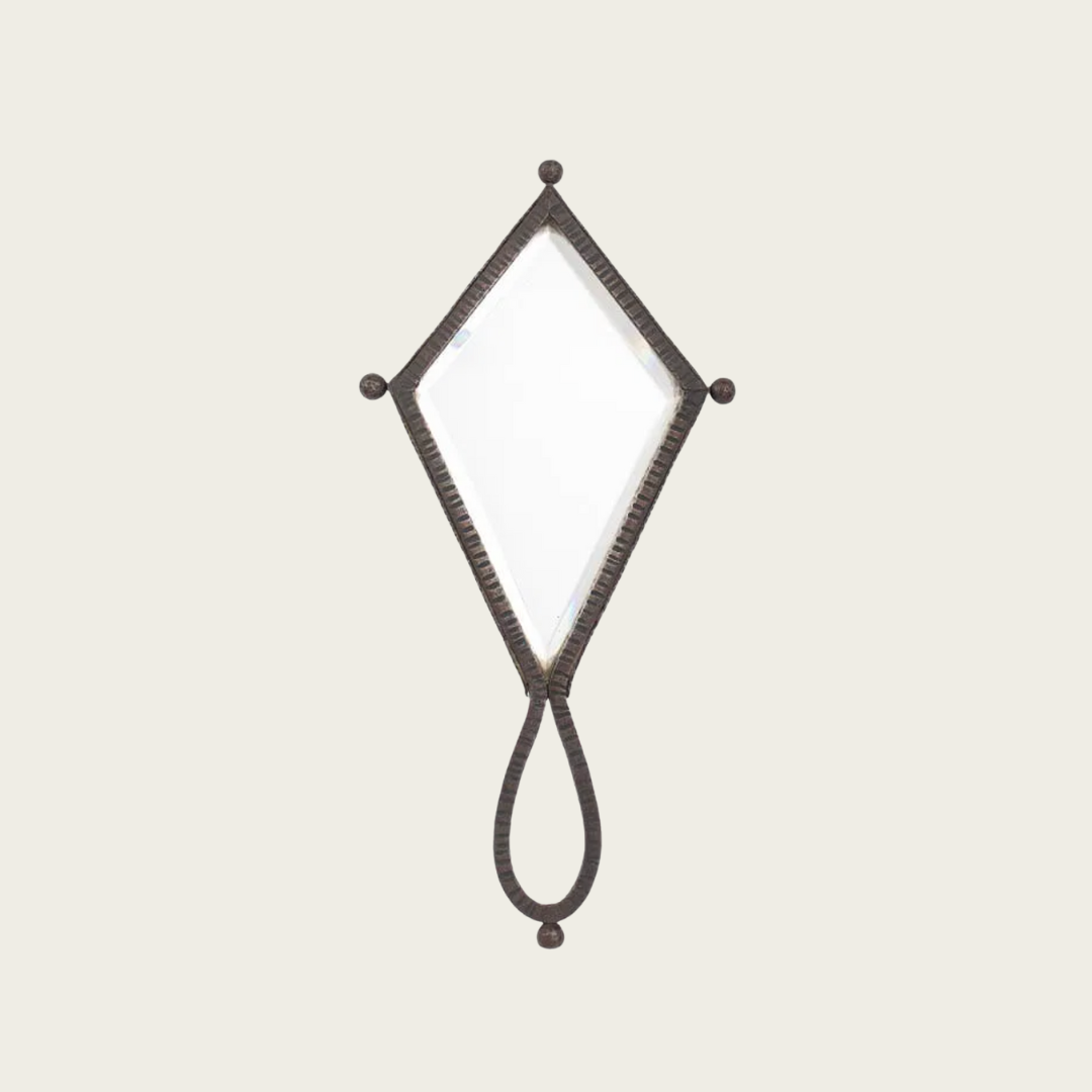 French Art Deco Wrought Iron Hand Mirror