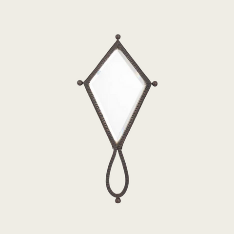 French Art Deco Wrought Iron Hand Mirror