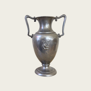 1940s Swedish Grace Polished Pewter Vessel with Rose Decoration by Nordtenn Svenskt