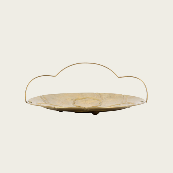 Brass Tray with Scalloped Handle by Lars Holmström