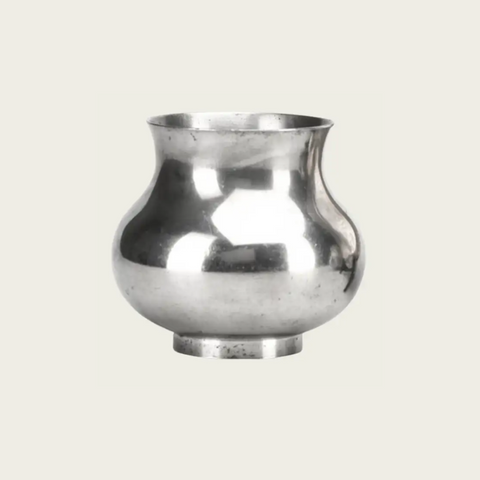 1930's Footed Art Deco Polished Pewter Vase by Nils Fougstedt for Svenskt Tenn