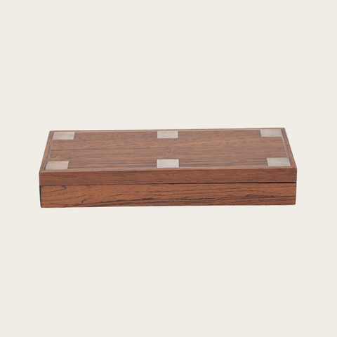 Rosewood Box with Sterling Silver Inlay by Hans Hansen