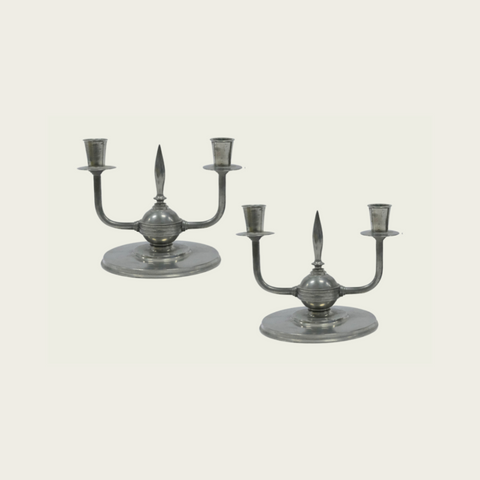 1933 Pair of Pewter Candleholders by J.L Hultman for Svenskt Tenn