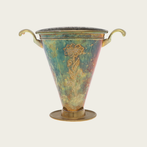 1931 Brass Vase with Decorative Hangers By Rich Ringström, Giselör & kunstsmide, Hälsingborg