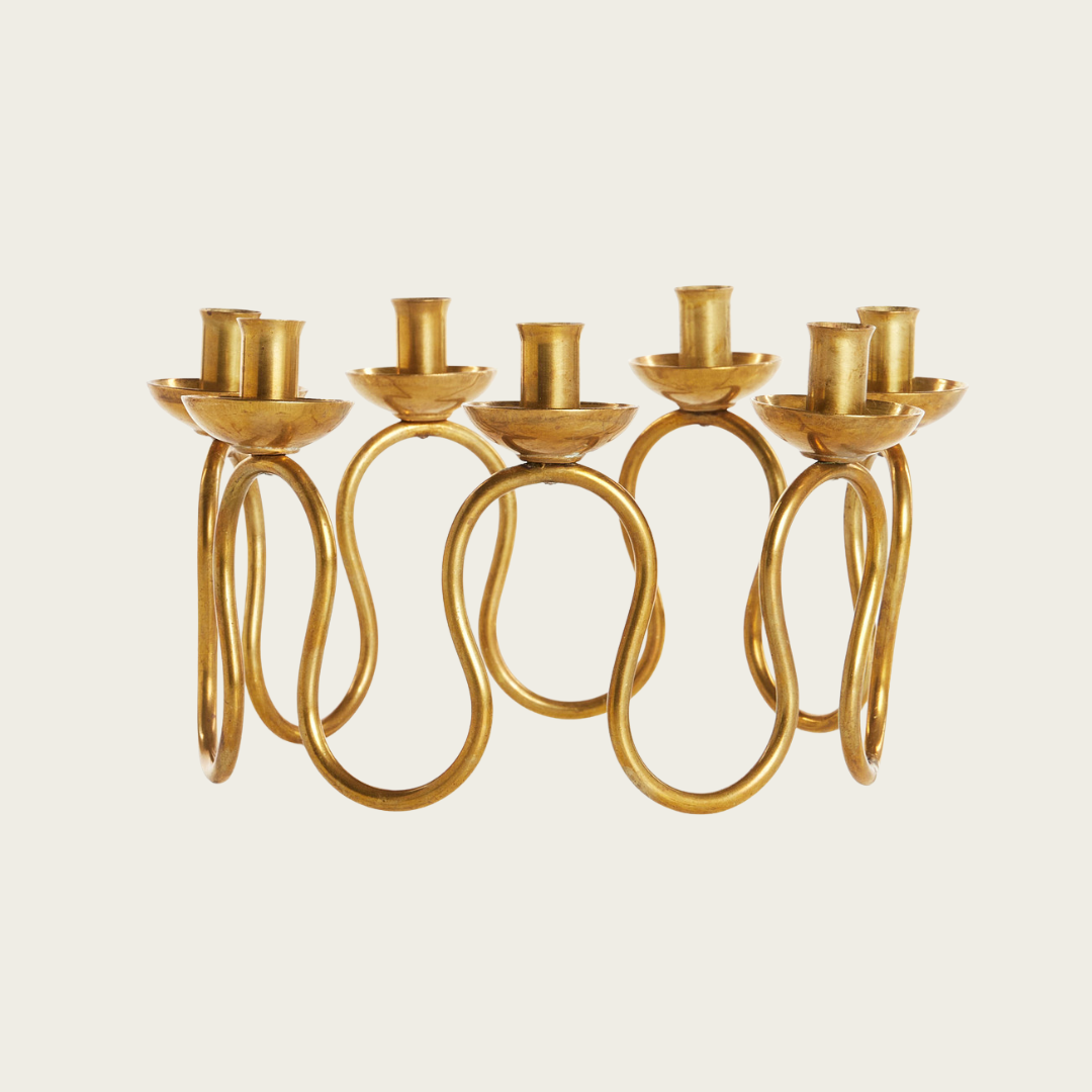Lars Holmstrom Brass Spiral Candelabra, Small