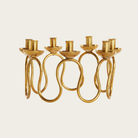 Lars Holmstrom Brass Spiral Candelabra, Small