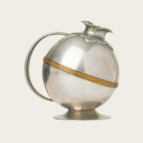 1930's Art Deco Swedish Polished Pewter Handled Vase/Jug by JL Hultman for Svenskt Tenn