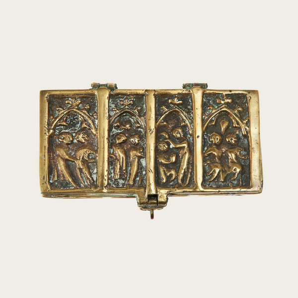 1950's Patinated Brass Relief Box