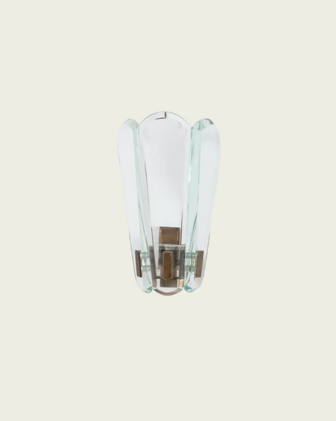 1940's Pietro Chiesa Crystal and Brass Wall Sconce