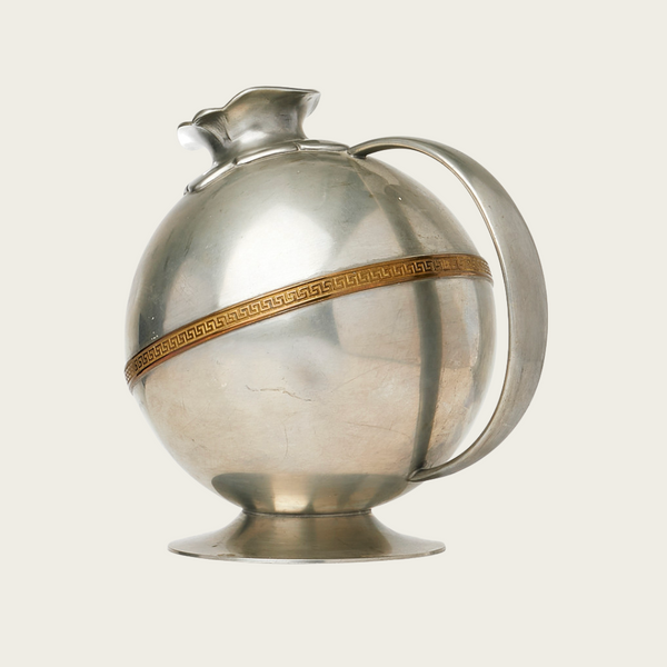 1930's Art Deco Swedish Polished Pewter Handled Vase/Jug by JL Hultman for Svenskt Tenn