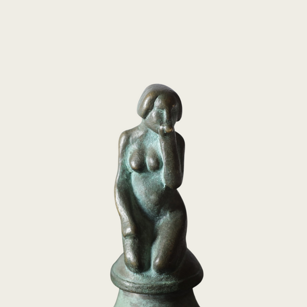 1930s Swedish Patinated Bronze Ashtray With Figurative Woman