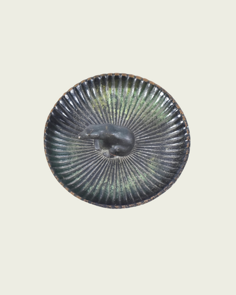 Patinated Bronze Ashtray with Bear Form in Center