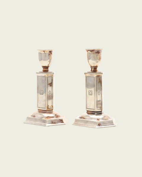 Nickel Silver Art Deco Candle Holders By Just Andersen for GAB Sweden