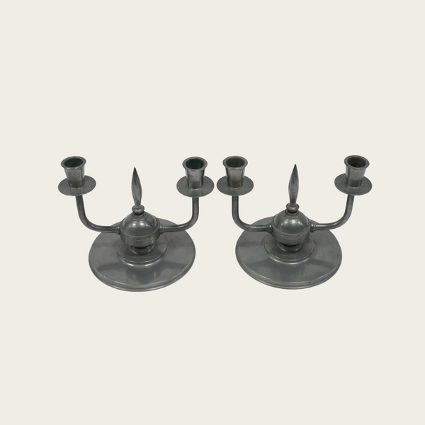 1933 Pair of Pewter Candleholders by J.L Hultman for Svenskt Tenn