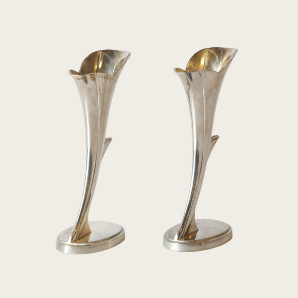 1920s Silver Japanese Candleholder / Bud Vase