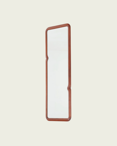 1980's Studio Made Solid Walnut Pinched Mirror by Steven Mackintosh