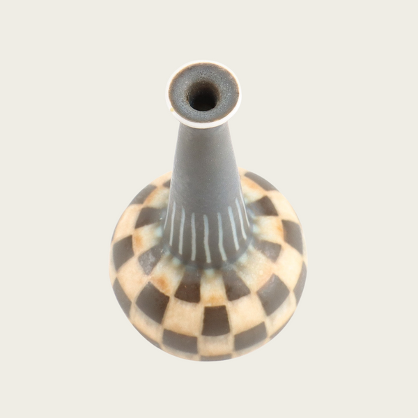 1950s Swedish Miniature Checkered Gunnar Nylund Stoneware Vase