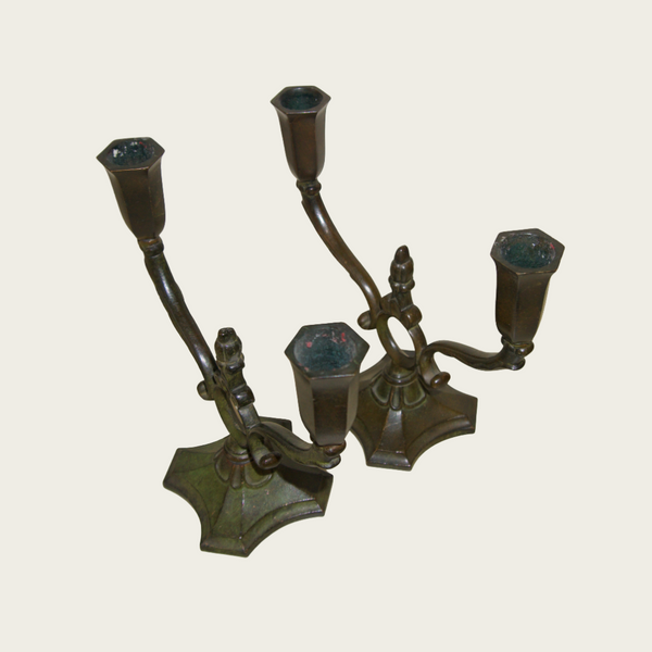 Pair of 1930s Bronze Candlesticks by Ystad Brons