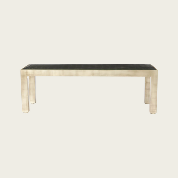 Modernist Silver Leaf Brushed Mirrored Coffee Table