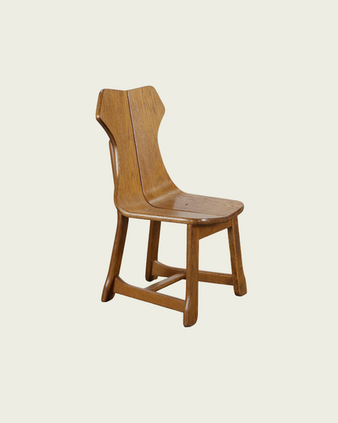 1960s Belgian Dark Wood Brutalist Chairs, Set of Four