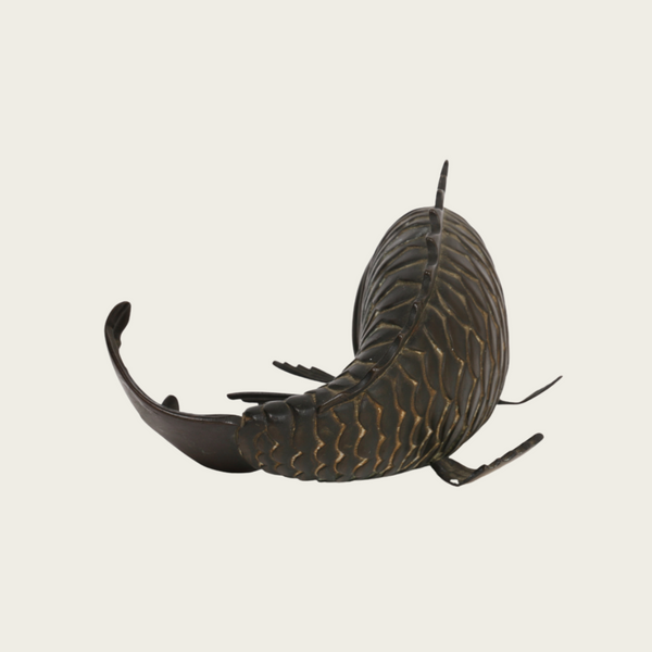 1950s Sculpture of Solid Bronze Carp with Glass Eyes