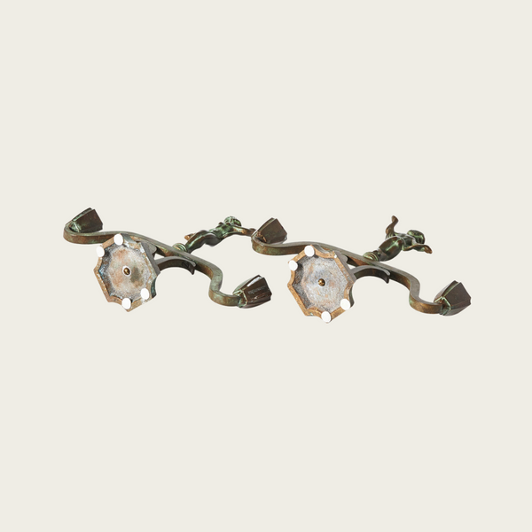 Pair of 1930's Swedish Art Deco Patinated Bronze Statuesque Candleholders