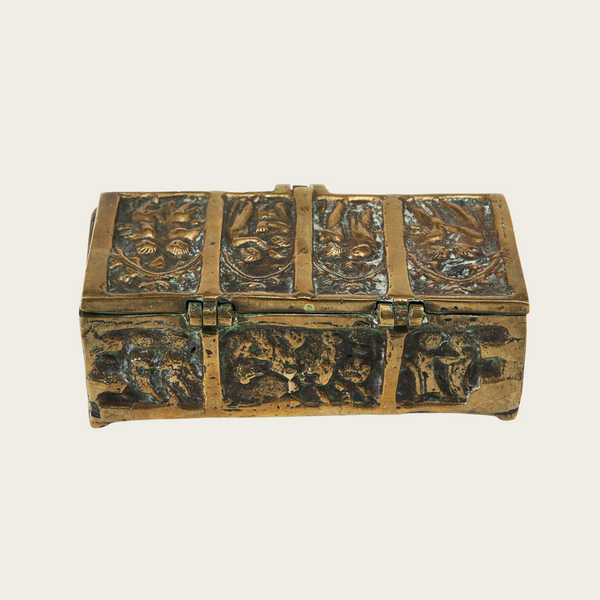 1950's Patinated Brass Relief Box