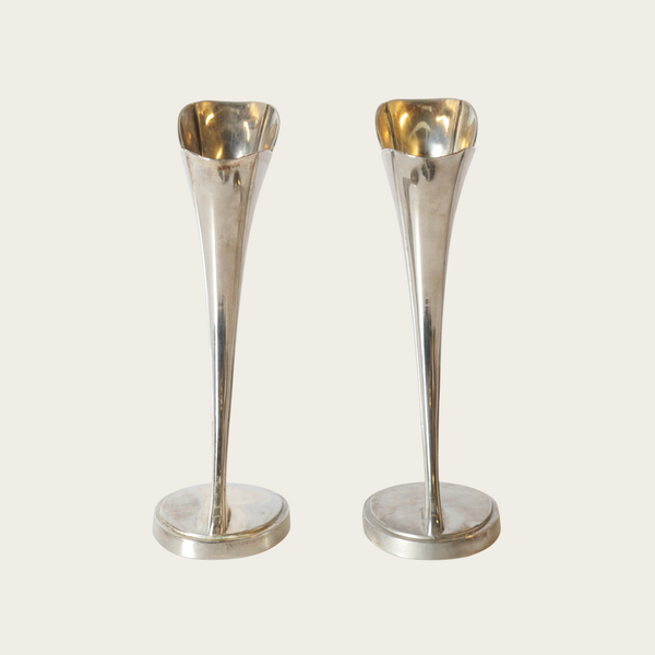 1920s Silver Japanese Candleholder / Bud Vase