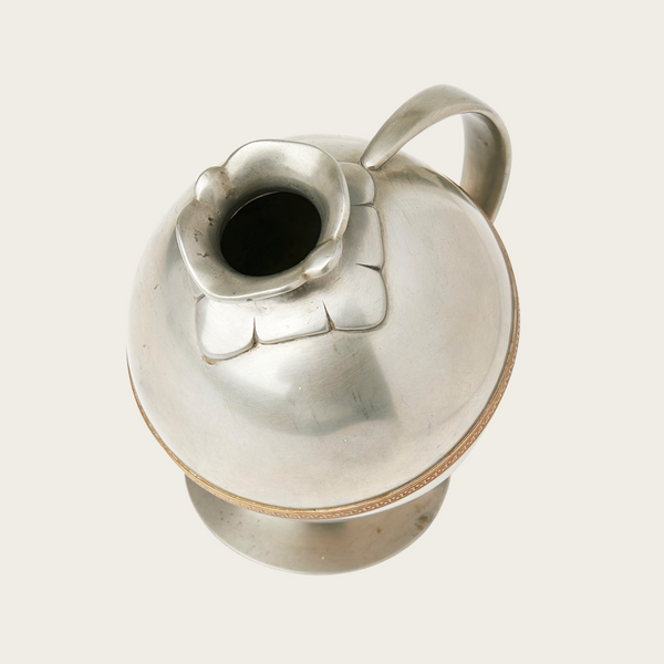 1930's Art Deco Swedish Polished Pewter Handled Vase/Jug by JL Hultman for Svenskt Tenn