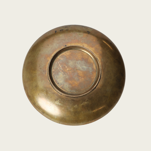 Solid Cast Bronze Footed Dish with Swedish Grace Deer Relief by Evan Jensen for Københaven