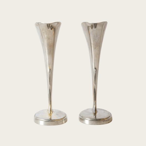 1920s Silver Japanese Candleholder / Bud Vase