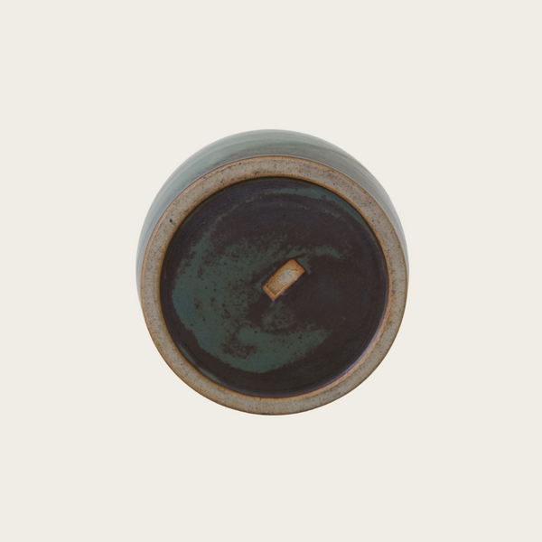 1950s Japanese Ceramic Vase With Yellow Green Glaze