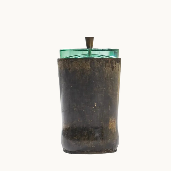 Bronze, Wood and Crystal Jar Attributed To Fontana Arte